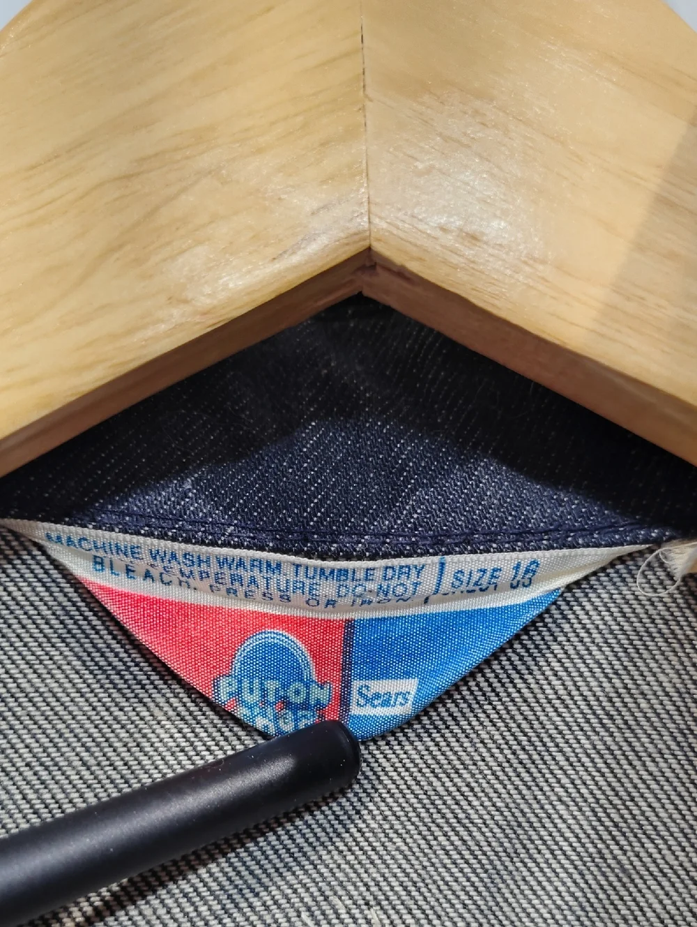 Vintage 70s Sears‎ Put On Shop Denim Jacket Size 16 Youth Patched Trucker Jean